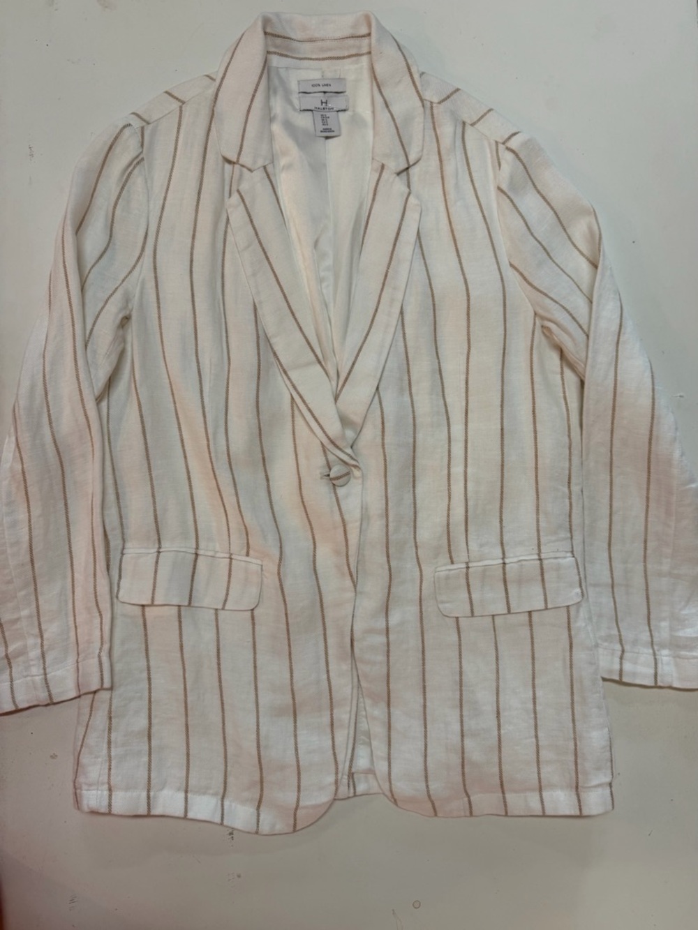 Halston Heritage Cream Blazer with tan Stripes